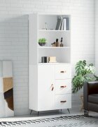 vidaXL Висок шкаф бял 695x34x180 см инженерно дърво