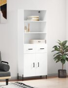 vidaXL Висок шкаф бял 695x34x180 см инженерно дърво