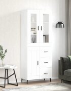 vidaXL Висок шкаф бял 695x34x180 см инженерно дърво