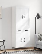 vidaXL Висок шкаф бял 695x34x180 см инженерно дърво