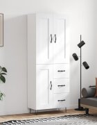 vidaXL Висок шкаф бял 695x34x180 см инженерно дърво