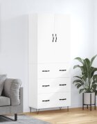 vidaXL Висок шкаф бял 695x34x180 см инженерно дърво