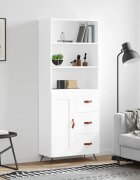 vidaXL Висок шкаф бял 695x34x180 см инженерно дърво