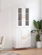 vidaXL Висок шкаф бял 695x34x180 см инженерно дърво
