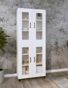 vidaXL Висок шкаф бял 695x34x180 см инженерно дърво