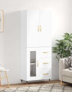 vidaXL Висок шкаф бял 695x34x180 см инженерно дърво