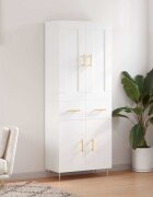 vidaXL Висок шкаф бял 695x34x180 см инженерно дърво