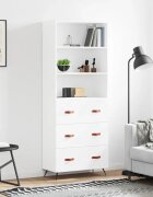 vidaXL Висок шкаф бял 695x34x180 см инженерно дърво