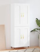 vidaXL Висок шкаф бял 695x34x180 см инженерно дърво
