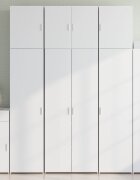 vidaXL Висок шкаф бял 80x425x249 см инженерно дърво