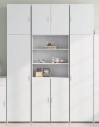 vidaXL Висок шкаф бял 80x425x249 см инженерно дърво