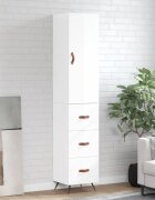 vidaXL Висок шкаф бял гланц 345x34x180 см инженерно дърво