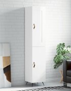 vidaXL Висок шкаф бял гланц 345x34x180 см инженерно дърво