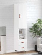 vidaXL Висок шкаф бял гланц 345x34x180 см инженерно дърво