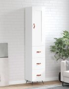vidaXL Висок шкаф бял гланц 345x34x180 см инженерно дърво