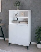 vidaXL Висок шкаф бял гланц 60x36x110 см инженерно дърво