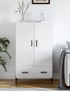 vidaXL Висок шкаф бял гланц 695x31x115 см инженерно дърво