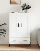 vidaXL Висок шкаф бял гланц 695x31x115 см инженерно дърво