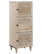 vidaXL Висок шкаф Бяло 40 x 33 x 110 см мангово дърво масив