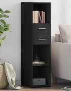 vidaXL Висок шкаф черен 30x425x124 см инженерно дърво