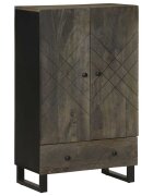 vidaXL Висок шкаф черен 60x33x100 см мангово дърво масив