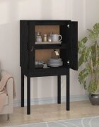 vidaXL Висок шкаф черен 60x40x120 см борово дърво масив