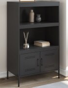 vidaXL Висок шкаф черен 68x39x113 см стомана