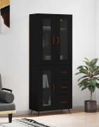 vidaXL Висок шкаф черен 695x34x180 см инженерно дърво