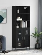 vidaXL Висок шкаф черен 695x34x180 см инженерно дърво