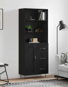 vidaXL Висок шкаф черен 695x34x180 см инженерно дърво