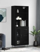 vidaXL Висок шкаф черен 695x34x180 см инженерно дърво