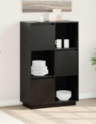 vidaXL Висок шкаф черен 74x35x117 см борово дърво масив