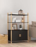 vidaXL Висок шкаф черен 80x40x121 см инженерно дърво
