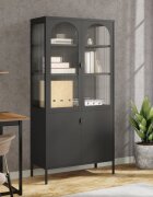 vidaXL Висок шкаф черен 90x40x180 см стъкло и стомана
