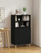 vidaXL Висок шкаф Черен дъб 60 x 36 x 110 см Инженерна дървесина