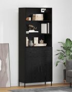 vidaXL Висок шкаф Черен дъб 695 x 34 x 180 см Инженерна дървесина