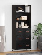 vidaXL Висок шкаф Черен дъб 695 x 34 x 180 см Инженерна дървесина