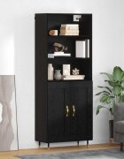 vidaXL Висок шкаф Черен дъб 695 x 34 x 180 см Инженерна дървесина