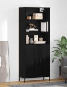 vidaXL Висок шкаф Черен дъб 695 x 34 x 180 см Инженерна дървесина