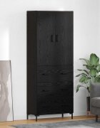 vidaXL Висок шкаф Черния дъб 695 x 34 x 180 см Инженерна дървесина