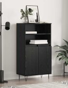 vidaXL Висок шкаф Черно 60 x 36 x 110 см Инженерна дървесина