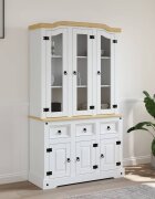 vidaXL Висок шкаф Corona бял 112x43x1915 см мексикански бор масив