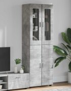 vidaXL Висок шкаф FLORIN 60 x 35 x 182 см Циментено сиво