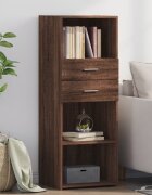 vidaXL Висок шкаф кафяв дъб 45x425x124 см инженерно дърво