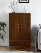 vidaXL Висок шкаф кафяв дъб 695x31x115 см инженерно дърво