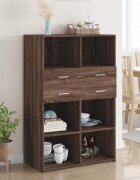 vidaXL Висок шкаф кафяв дъб 80x425x124 см инженерно дърво