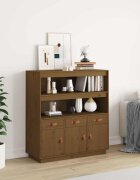 vidaXL Висок шкаф меденокафяв 100x40x1085 см борово дърво масив