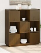 vidaXL Висок шкаф меденокафяв 1105x35x117 см бор масив