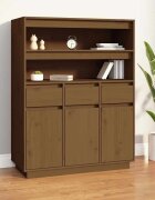 vidaXL Висок шкаф меденокафяв 89x40x1165 см борово дърво масив