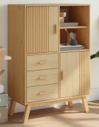 vidaXL Висок шкаф OLDEN кафяв 85x43x125 см бор масив